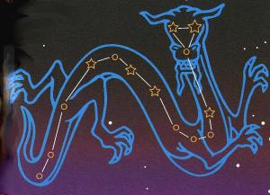 Constellation Draco with major stars marked